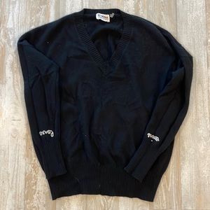 Black cashmere V-neck sweater